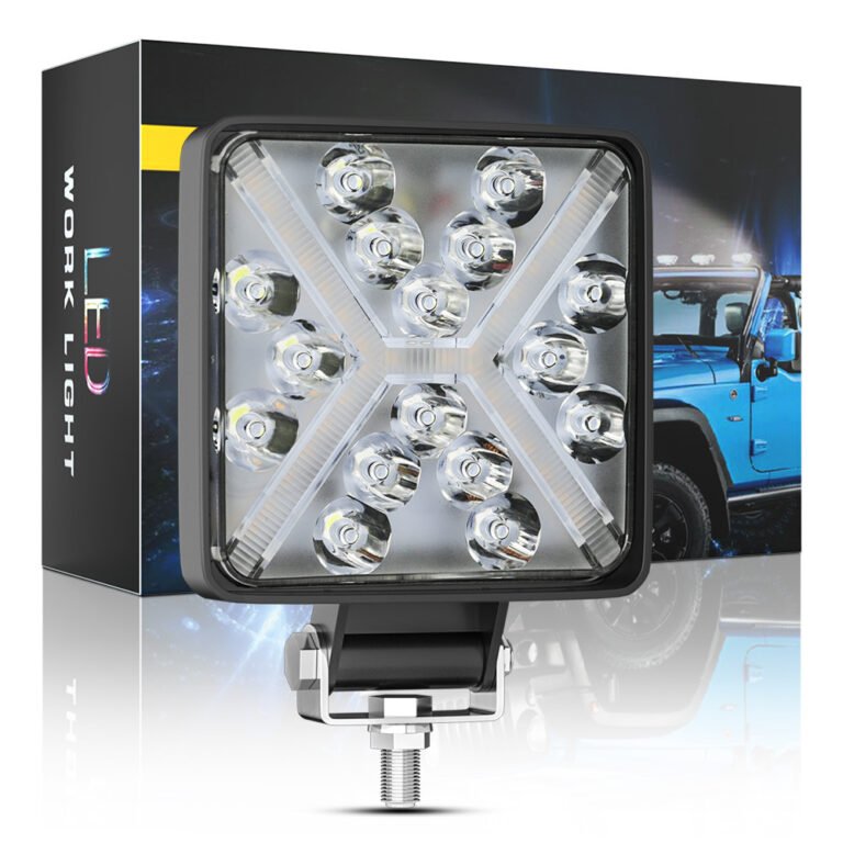 Tenraytech 4-Inch Square 16LED Driving Light with DRL Angel Eye X ...
