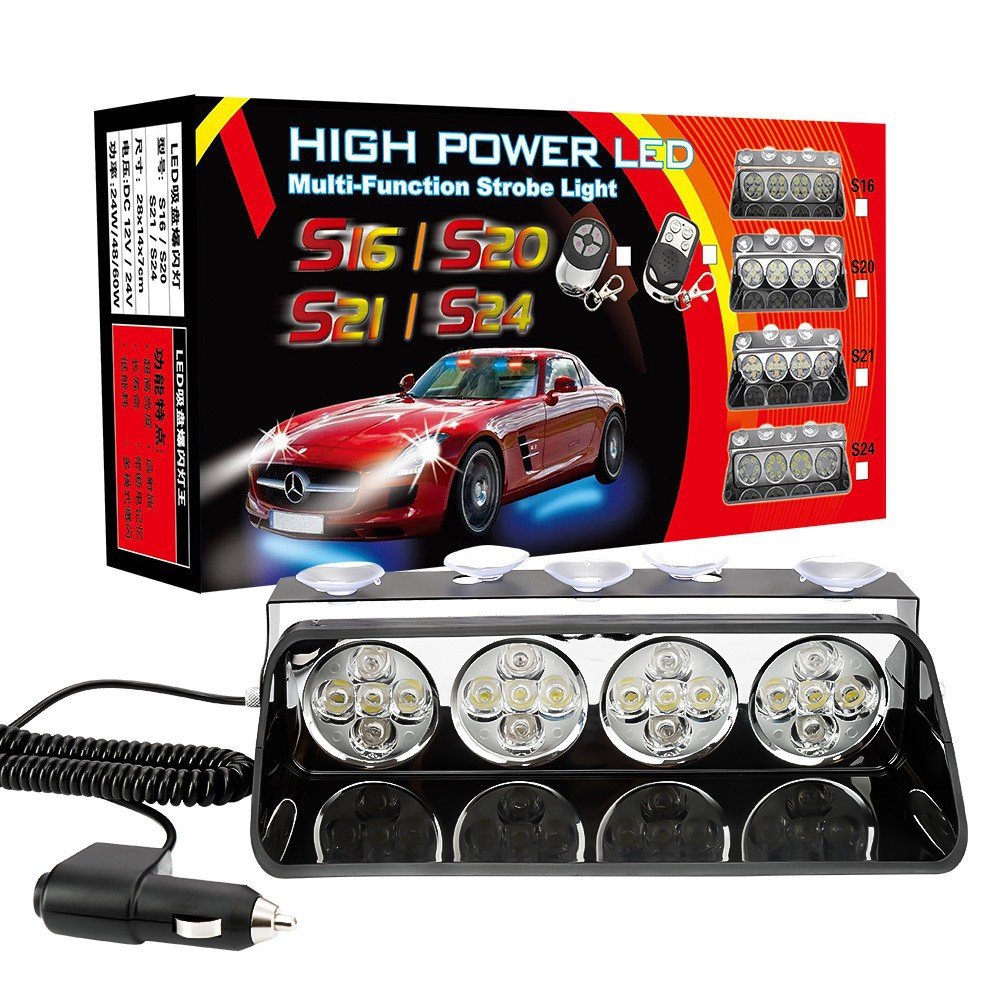 Tenraytech S4 LED Windshield Suction-Cup Strobe Light for Cars
