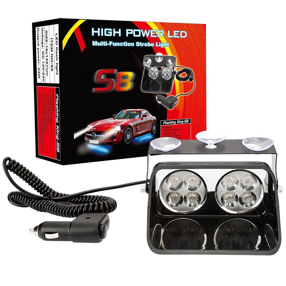 Tenraytech S18 18-LED 12V Suction-Cup Strobe Light for Cars
