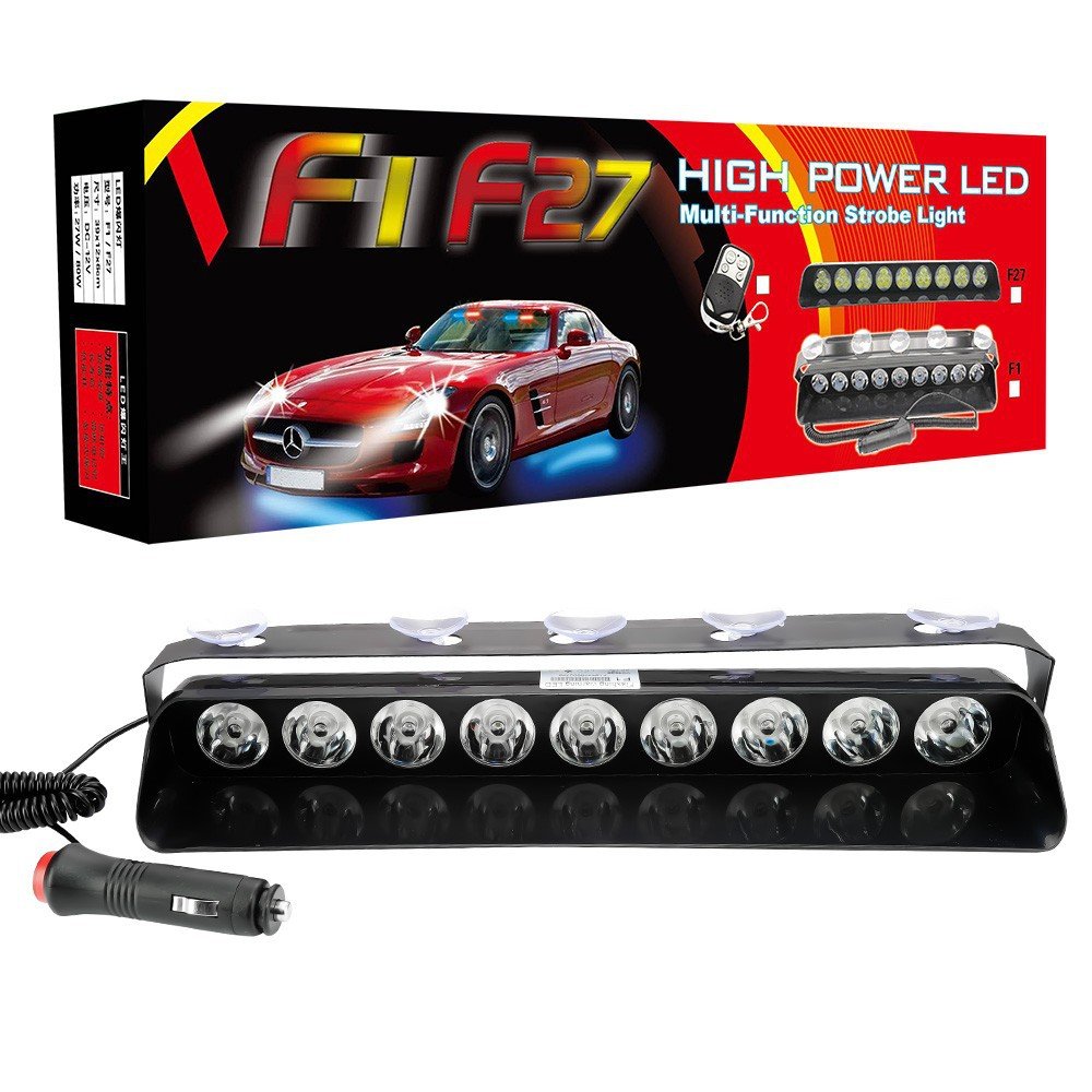 Tenraytech New F1 9-LED Car Front Windshield Suction-Cup Strobe Light