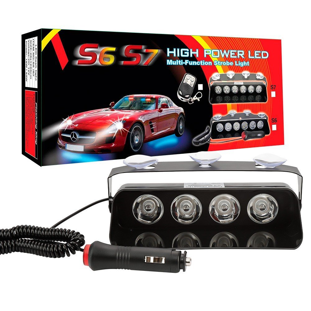 Tenraytech S4 Car LED Front Windshield Suction-Cup Strobe Light