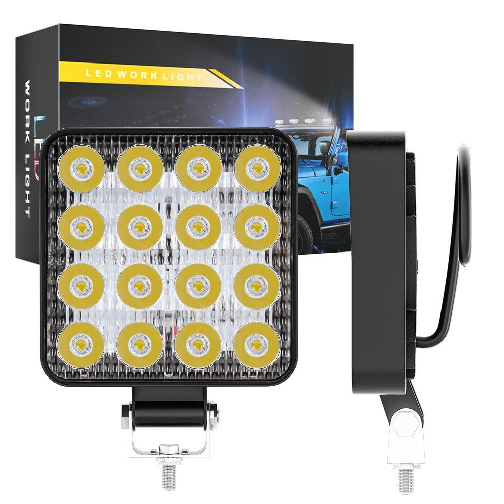 Tenraytech 28MM 4″ Square 16-LED 48W Work Light