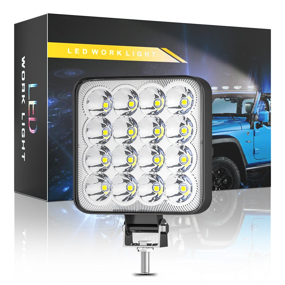 Tenraytech Mini Square Reflector 16-LED 48W Automotive Work Light