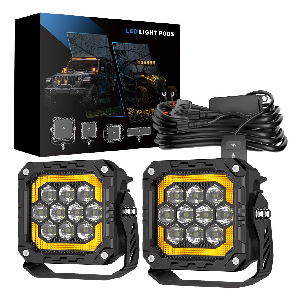 Tenraytech Black Warrior BF4-10Pro Dual LED Off-Road Light Kit for SUV Jeep Wrangler with Wiring Harness