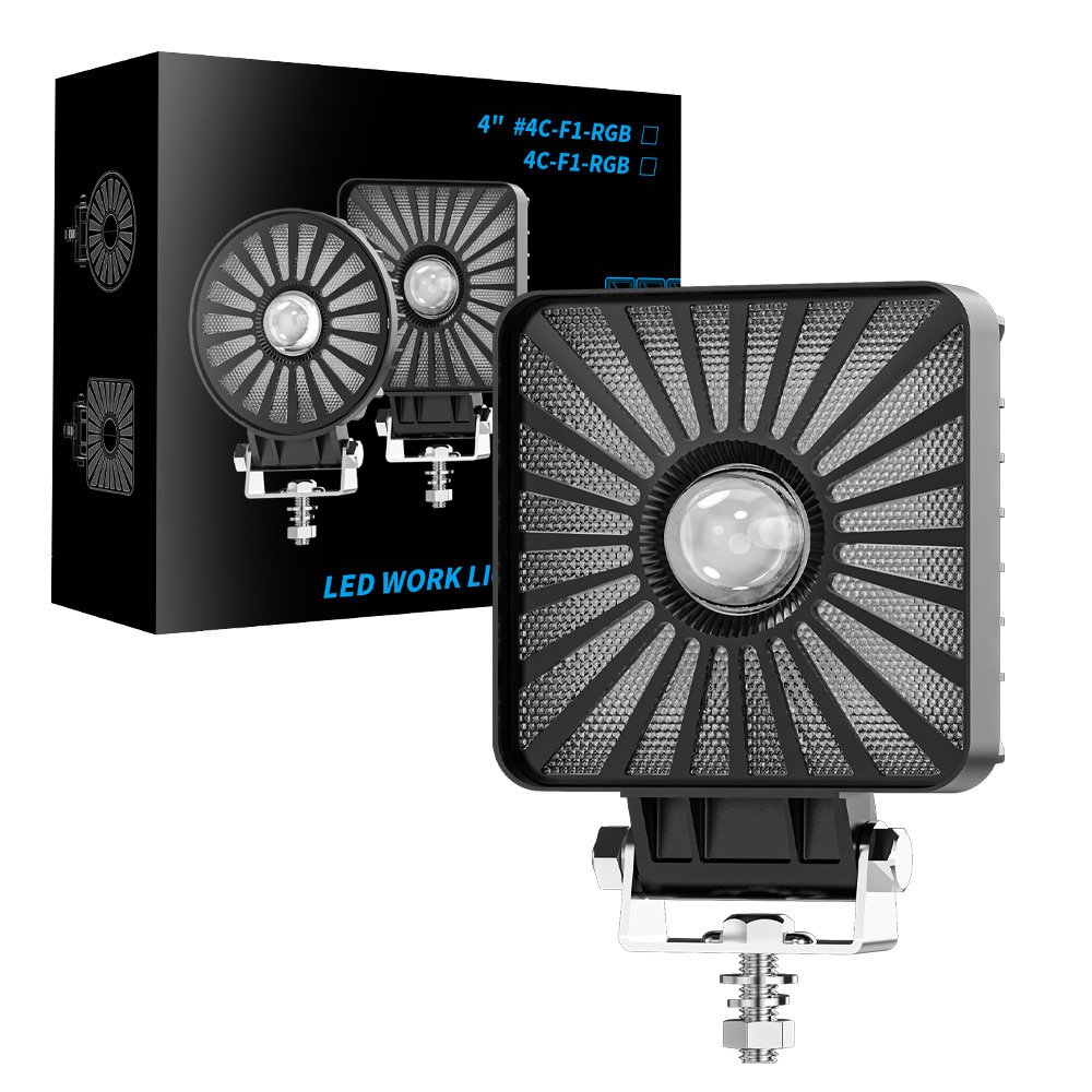 Tenraytech New 4-inch Square RGB Multi-mode LED Vehicle Light