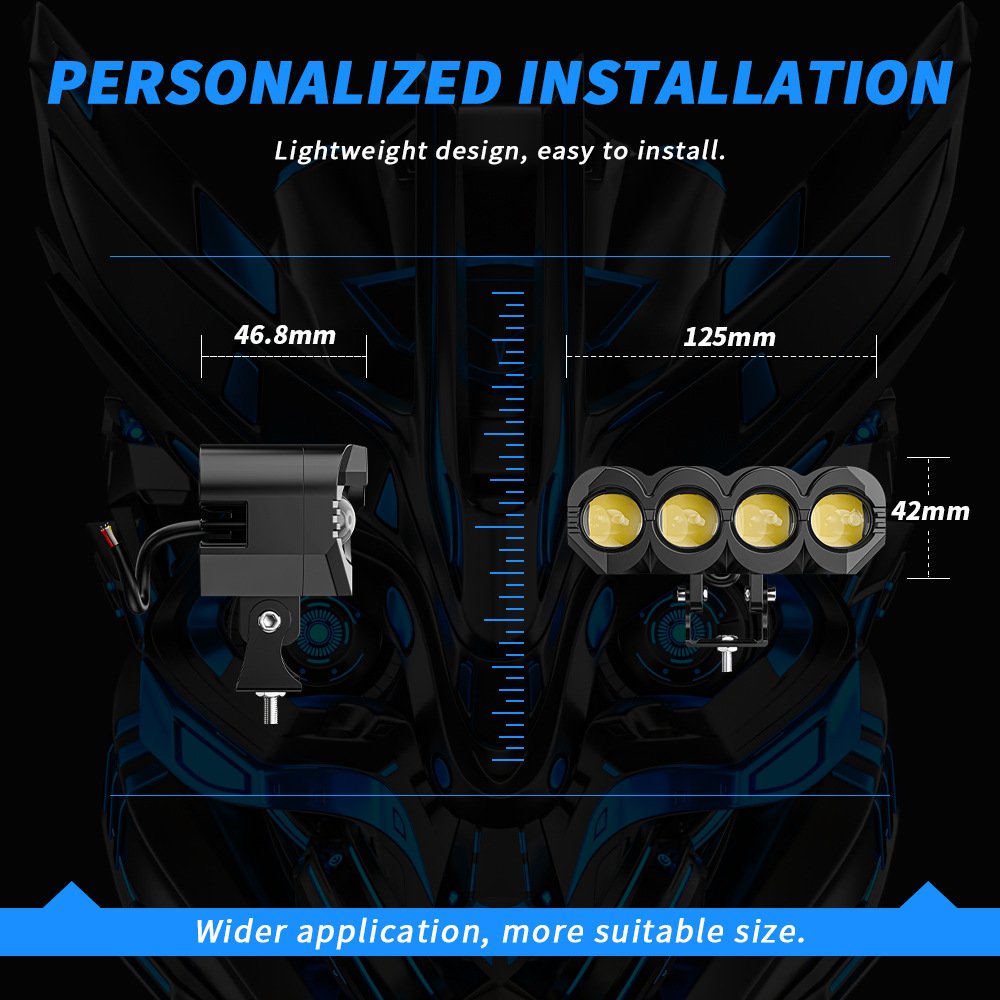 Tenraytech New 4‑Eye Owl LED Spotlight for Motorcycles (White & Yellow, Concentrated Beam)