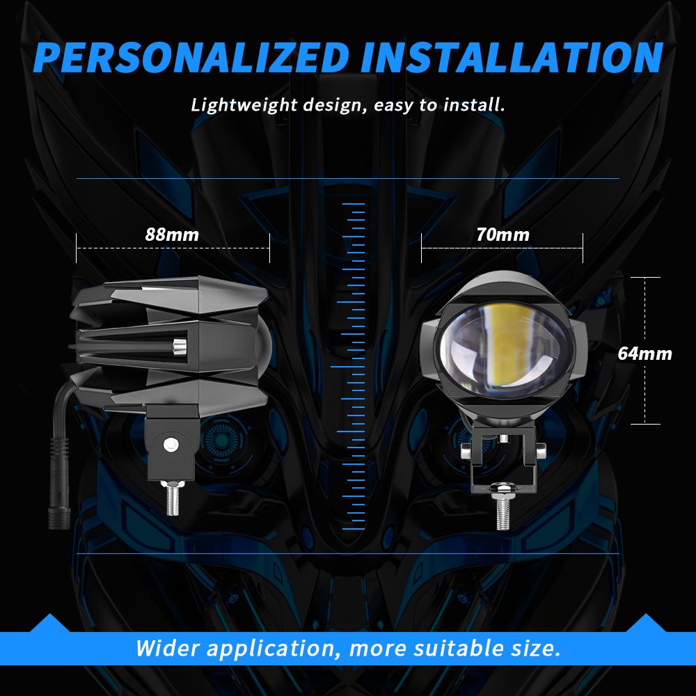 Tenraytech 30W Dual‑Beam External Lens LED Motorcycle Spotlight