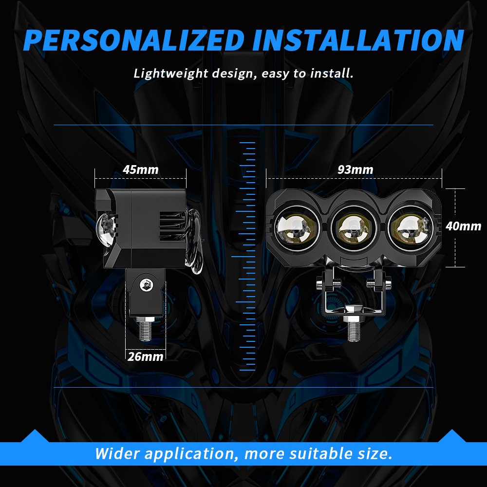 Tenraytech Motorcycle LED Light (White-Yellow Dual Beam)