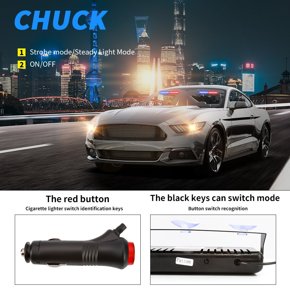 Tenraytech S9 Car Suction-Cup 6-LED Strobe Escort Light
