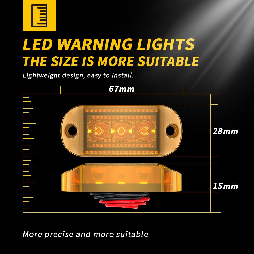 Tenraytech 3-LED Truck Side Marker Light 12V 24V