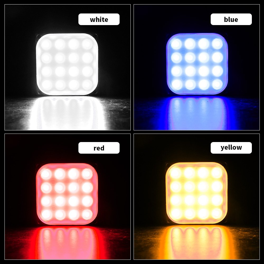 Tenraytech Square Ultra-thin 16-LED Side Warning Light, Strobe Flashing Light, Yellow Signal Light, Truck Tail Light
