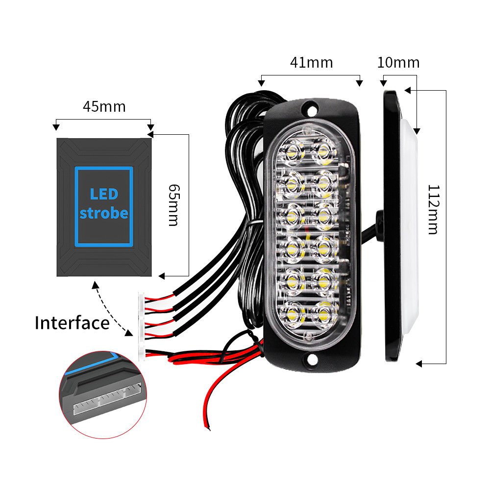 Tenraytech 1 to 4 12LED Car Grille Strobe Light
