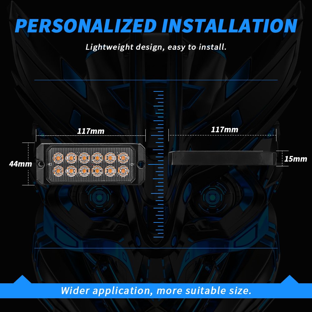 Tenraytech 1-to-4 20LED Amber Car Grille Strobe Light