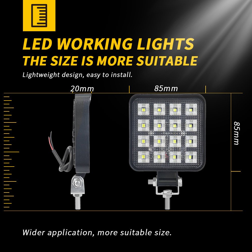 Tenraytech Factory Direct Mini Square 16-LED Flood Work Light