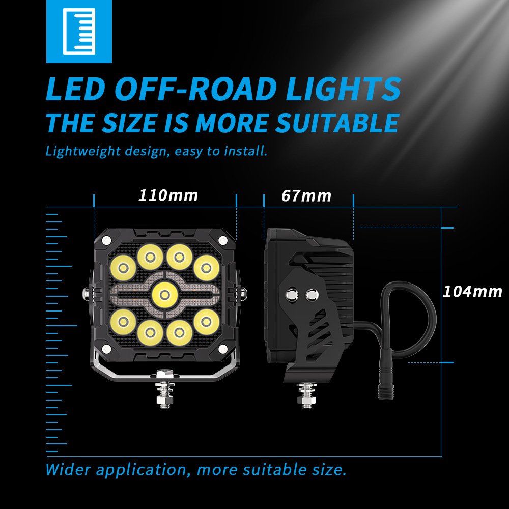Tenraytech Black Warrior BF4-9Pro LED Work Light Kit – Off-Road Driving Light for SUV Pickup Truck