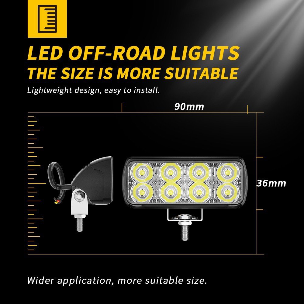 Tenraytech New Mini Linear 8-LED Driving Work Light (Spot/Flood)
