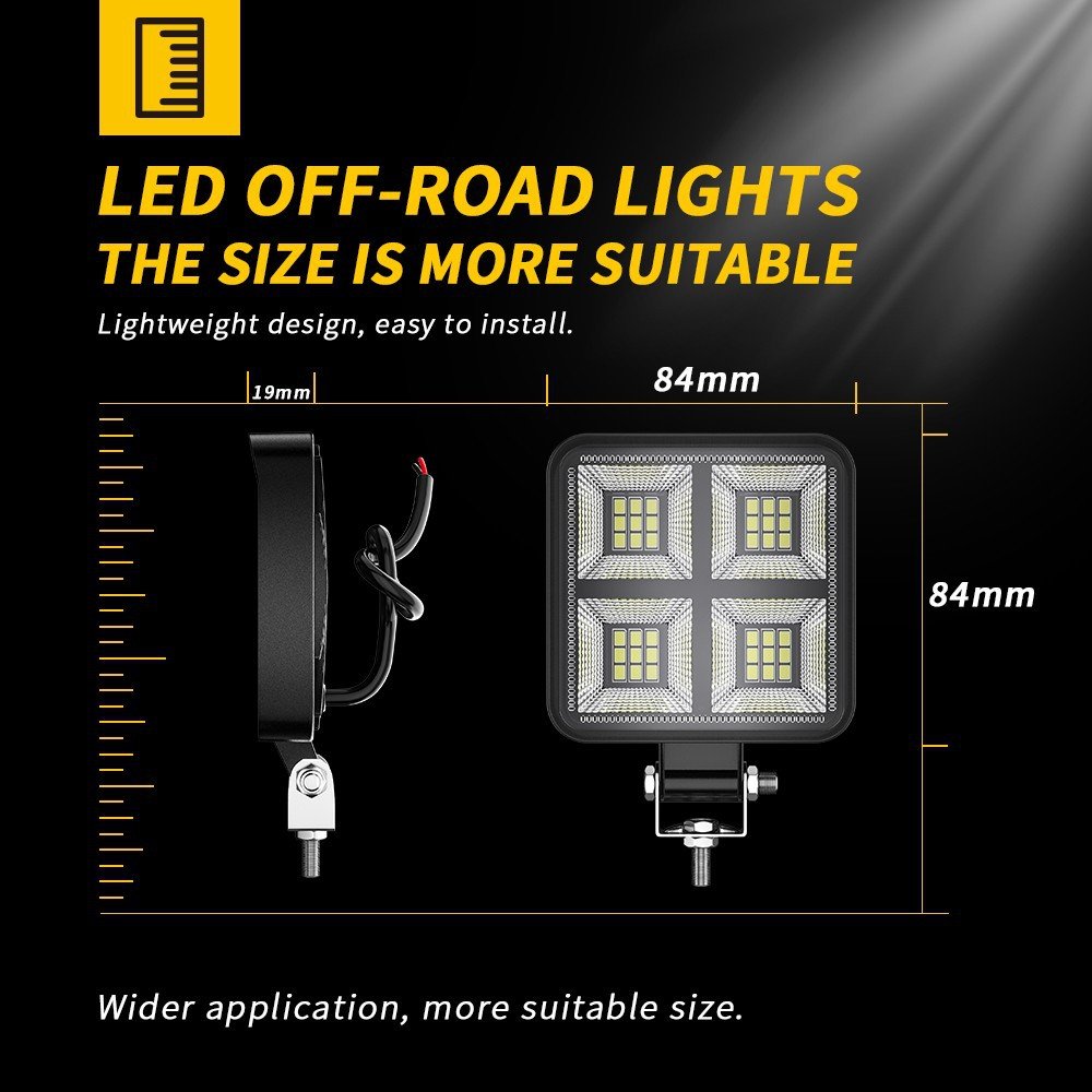 Tenraytech New 3 – Inch Square LED Work Light (9-80V, Flood Beam)