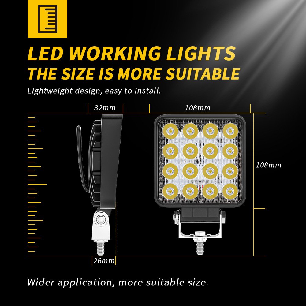 Tenraytech 48W 16LED Square Work Light