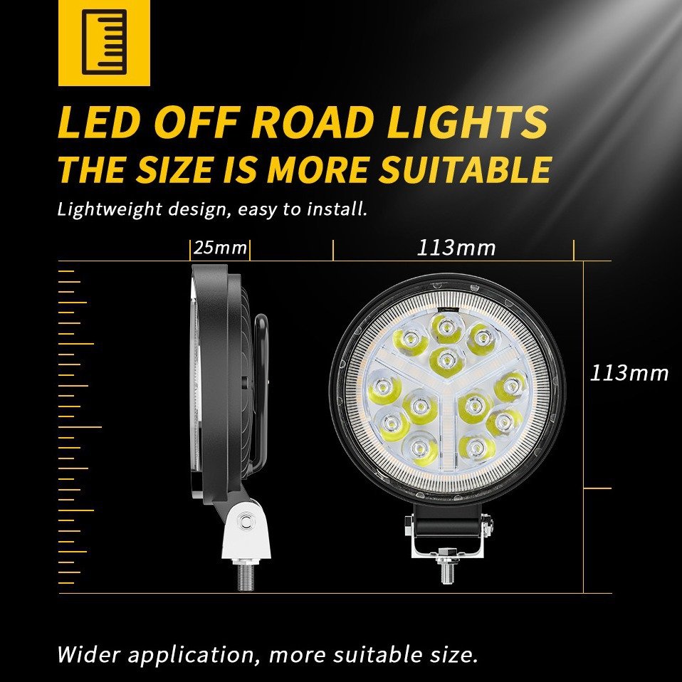 Tenraytech 4 Inch Round Wide View DRL LED Work Light