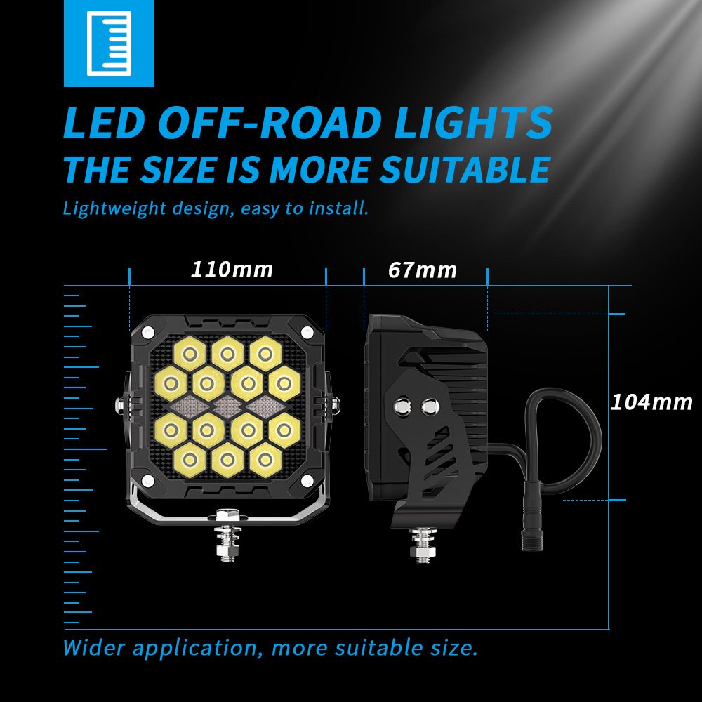 Tenraytech Black Warrior BF4Pro 5 Inch 80W Spot LED Off-Road Light Kit with 16AWG Wiring Harness