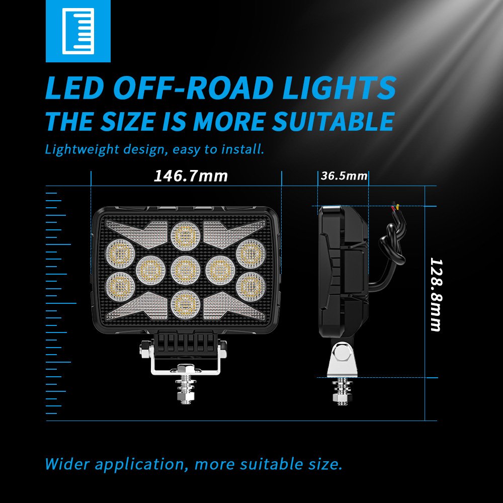 Tenraytech Black Warrior 4.7-inch Square DRL Work Light with Daytime Running Light