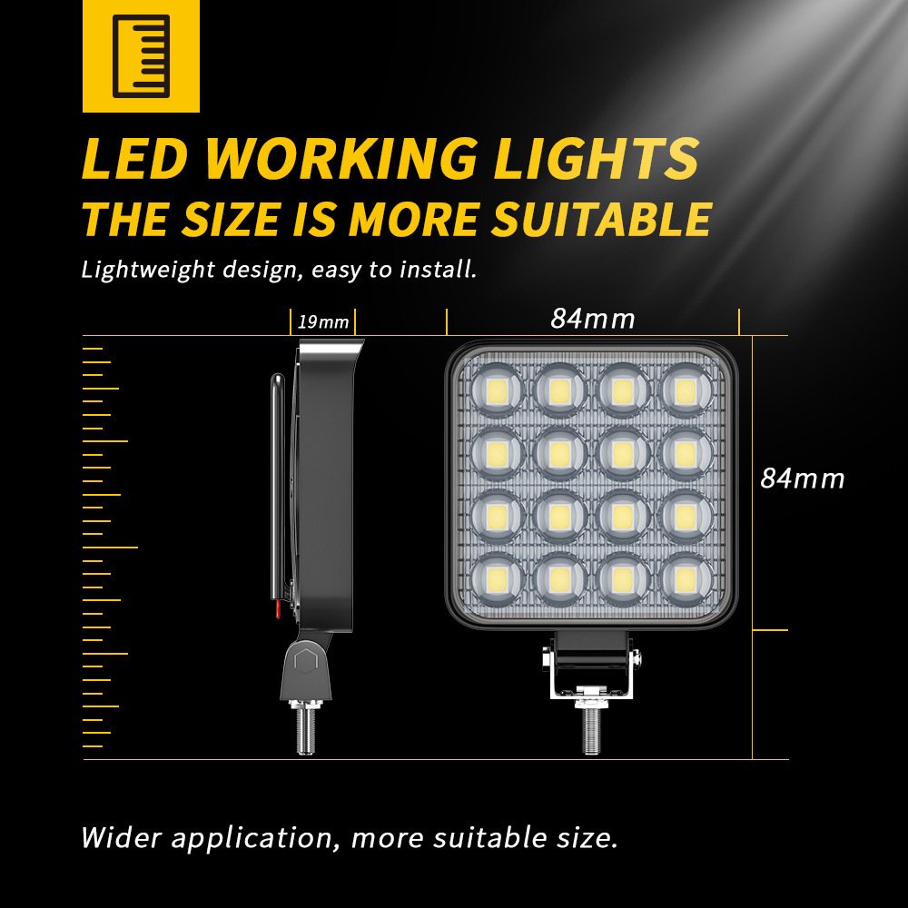 Tenraytech 3-inch Square Automotive LED Work Light