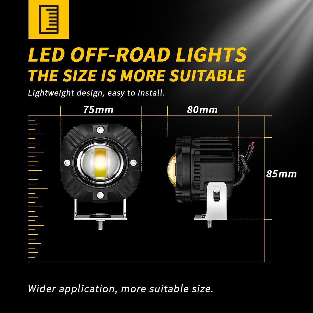 Tenraytech Yellow-White Dual-color Motorcycle Spotlight