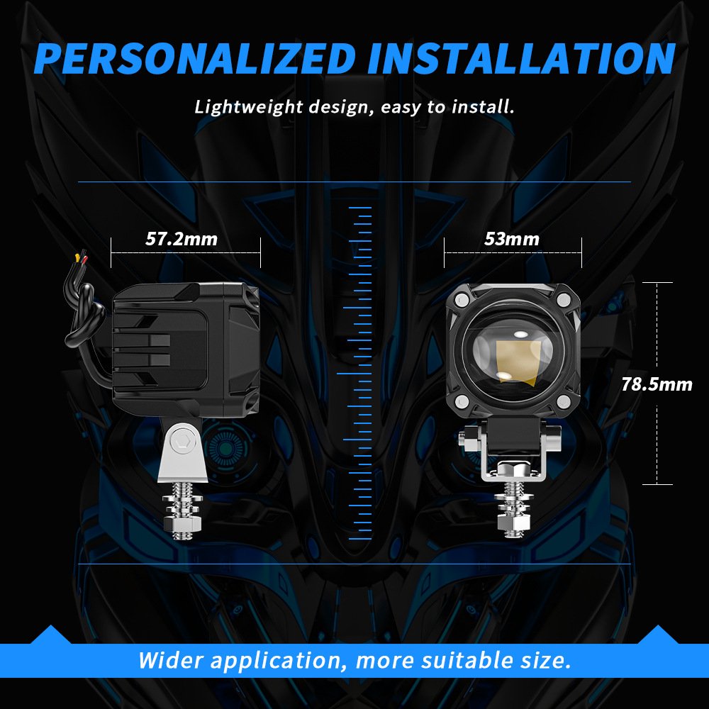 Tenraytech Super Bright Dual-beam LED Spotlight for Motorcycle and Electric Vehicle
