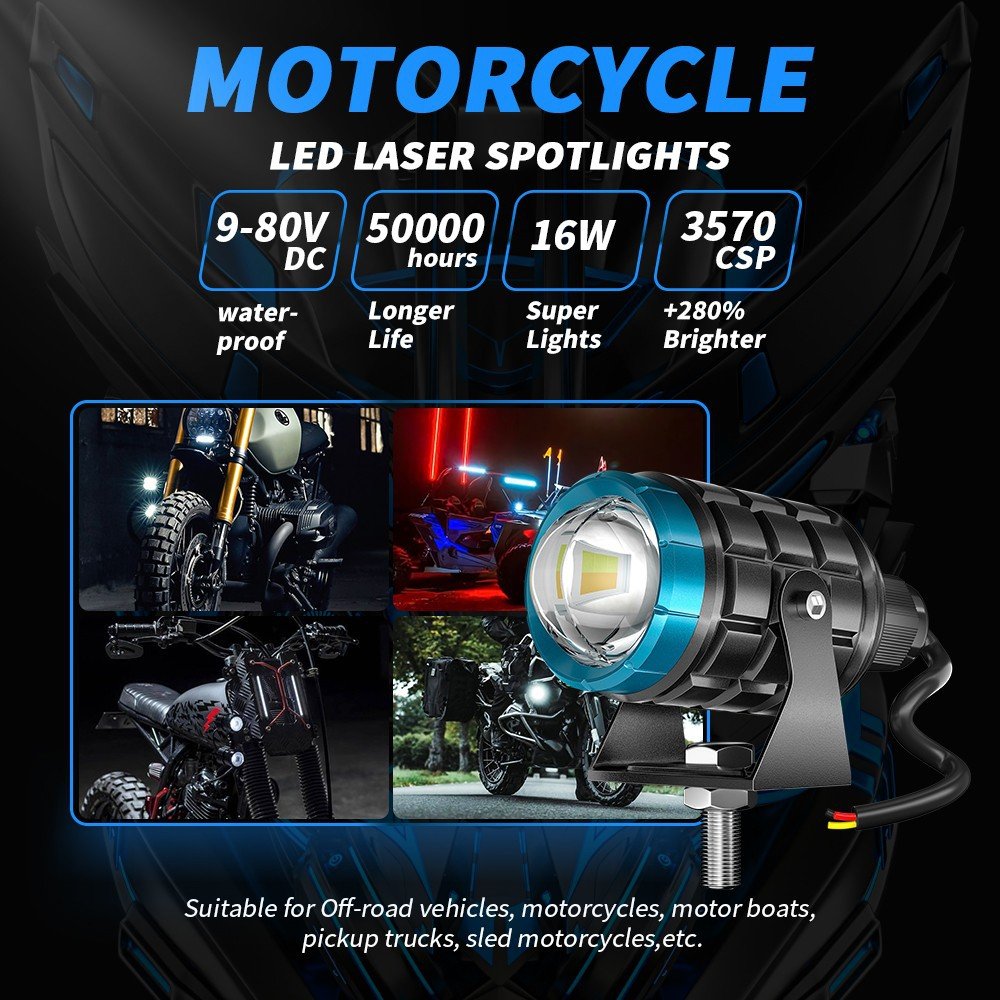 Tenraytech Best-Selling Motorcycle LED Spotlight, 12-80V