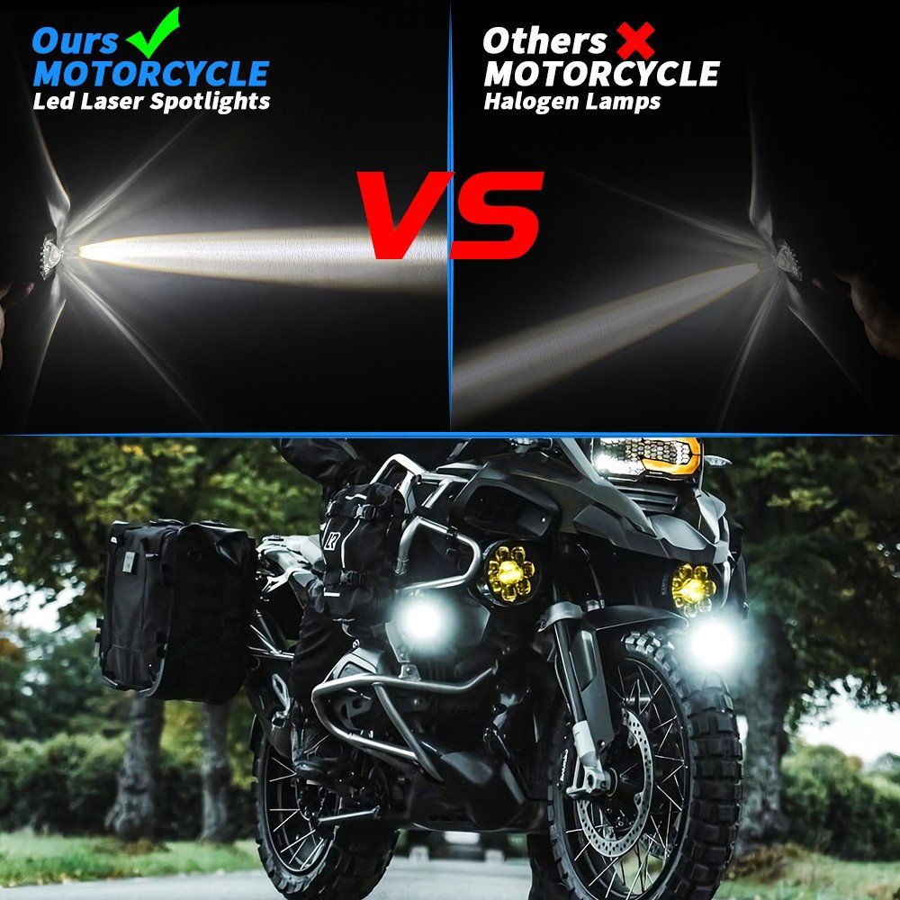 Tenraytech 3-Color LED Motorcycle Spotlight with Lens