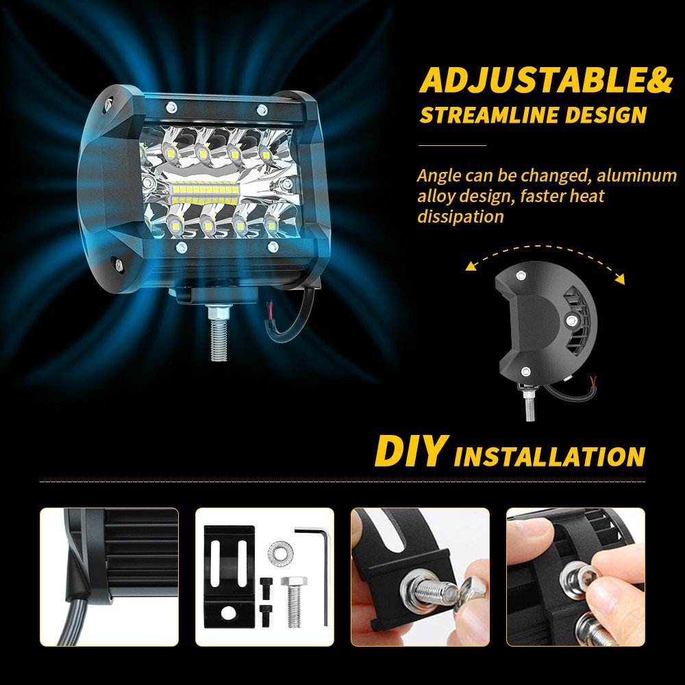 Tenraytech LED Light Bar 60W 4-Inch