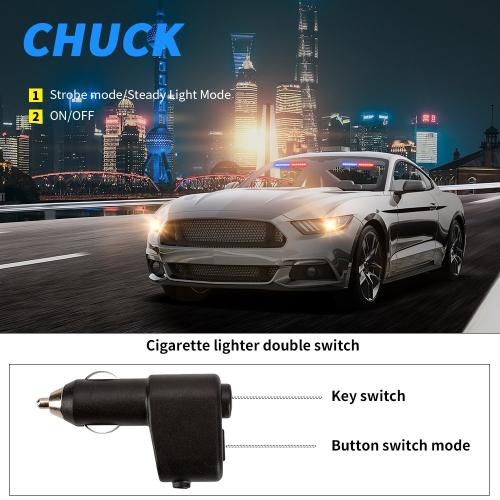 Tenraytech S7 18-LED Suction-Cup Light for Front & Rear Windshields, Spade-Shaped