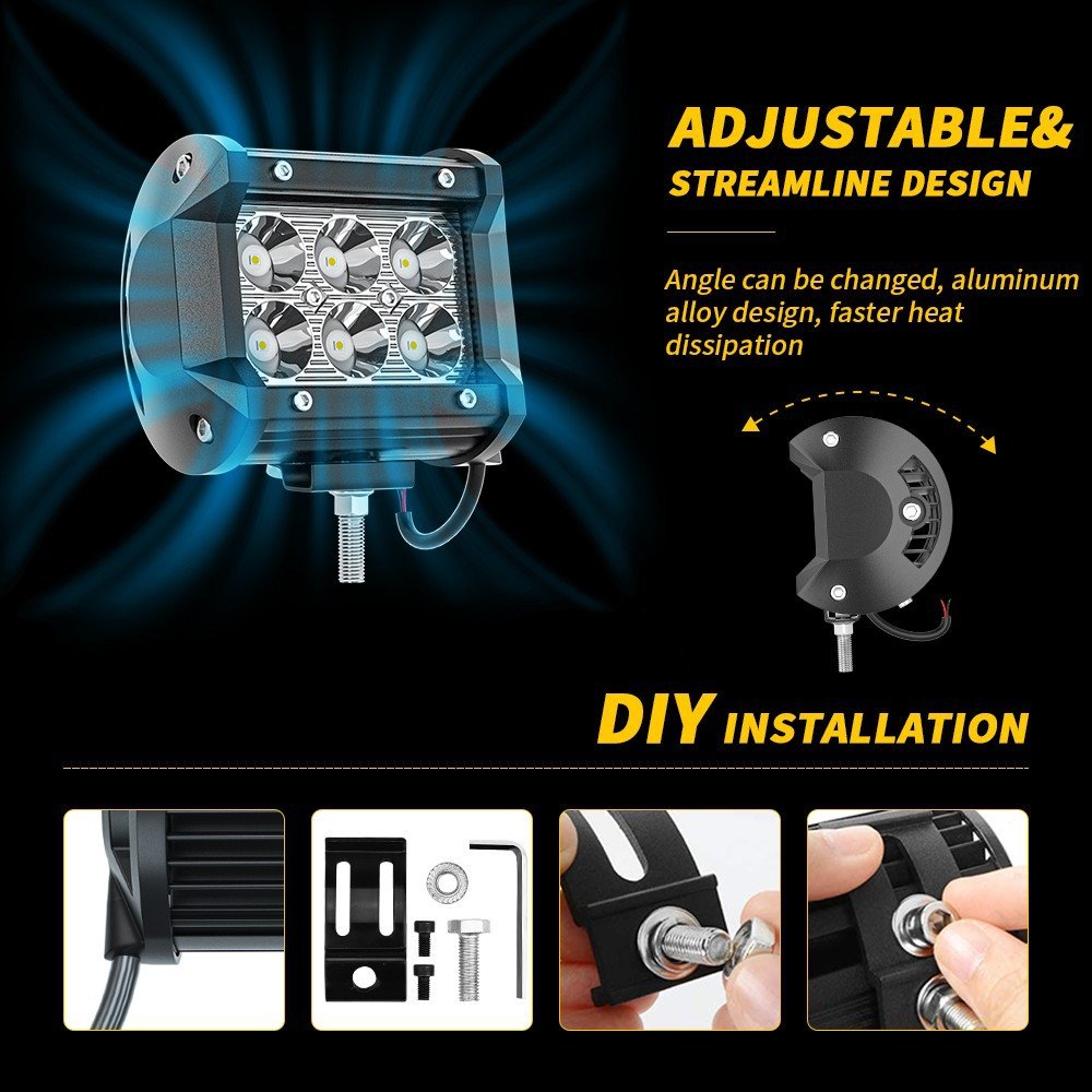 Tenraytech 4-Inch LED Light Bar 6LED 18W