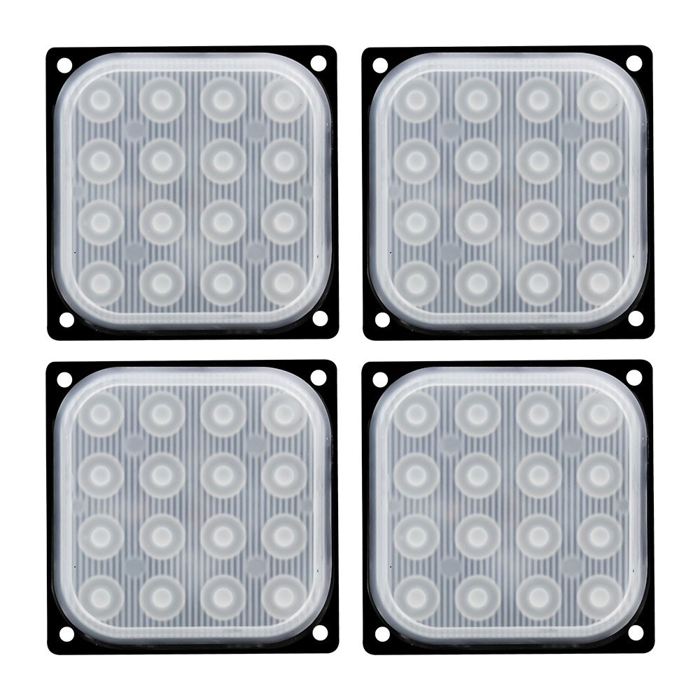 Tenraytech Square Ultra-thin 16-LED Side Warning Light, Strobe Flashing Light, Yellow Signal Light, Truck Tail Light