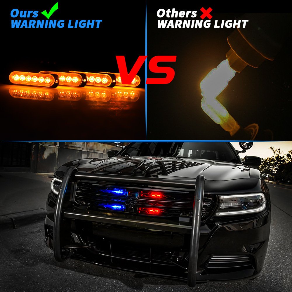 Tenraytech Car Red & Blue Grille Strobe Light (Manual Control)