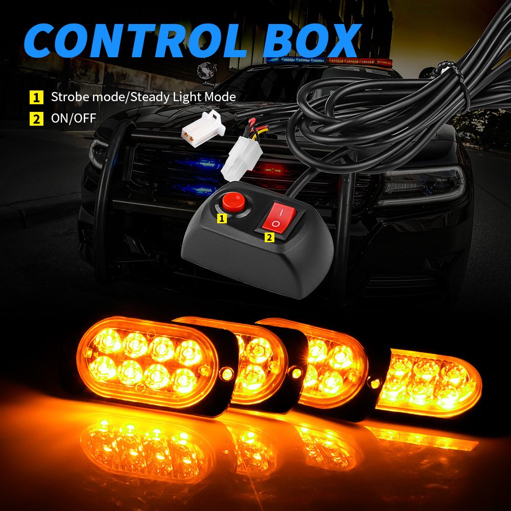 Tenraytech 1 to 4 32LED Car Grille Strobe Warning Light