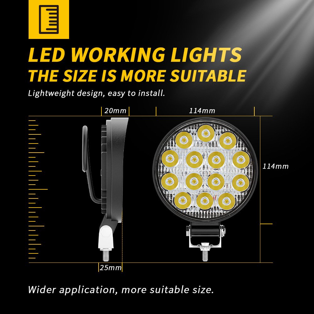 Tenraytech 4-Inch Round 14-LED 42W Automotive LED Work Light