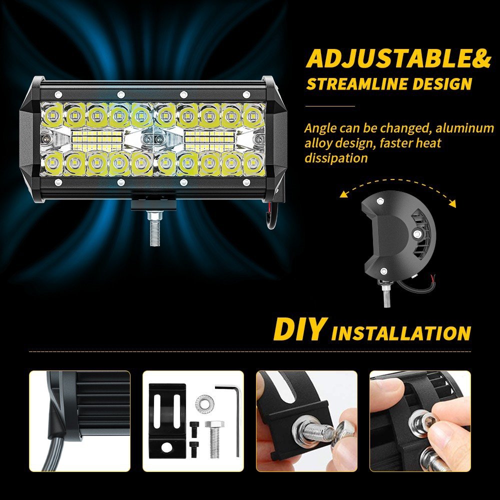 Tenraytech Hot-Selling 7-Inch 120W LED Work Light Kit – Off-Road Driving & Upgrade Lighting