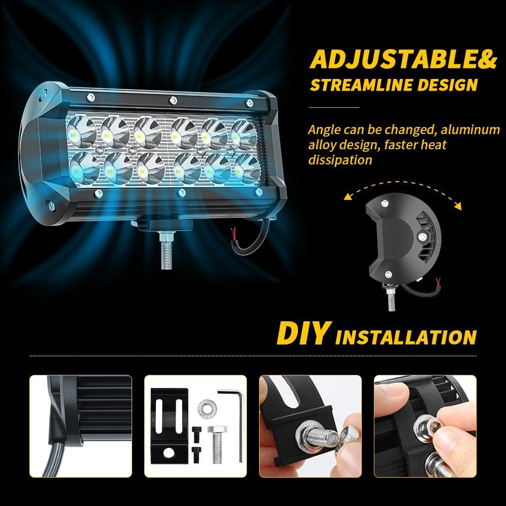 Tenraytech 7-Inch 36W LED Work Light Kit – Spot Beam Driving Light for Off-Road Vehicles
