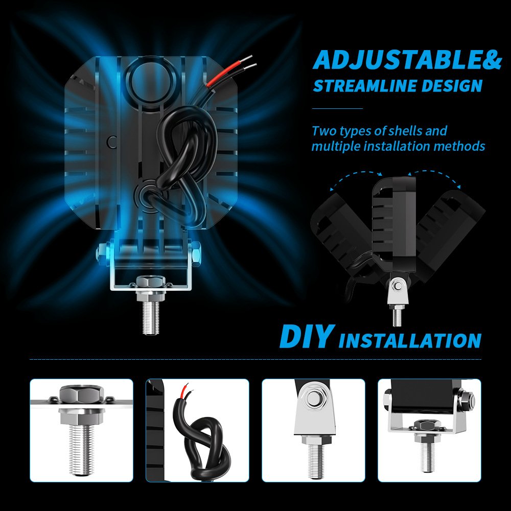 Tenraytech Black Warrior 3-inch Square DRL Daytime Running Work Light