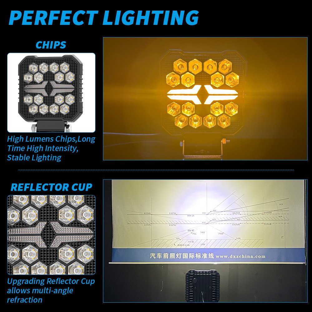 Tenraytech Black Warrior 4-inch Square Automotive LED Work Light