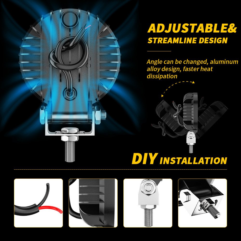 Tenraytech Automotive LED Work Light Round