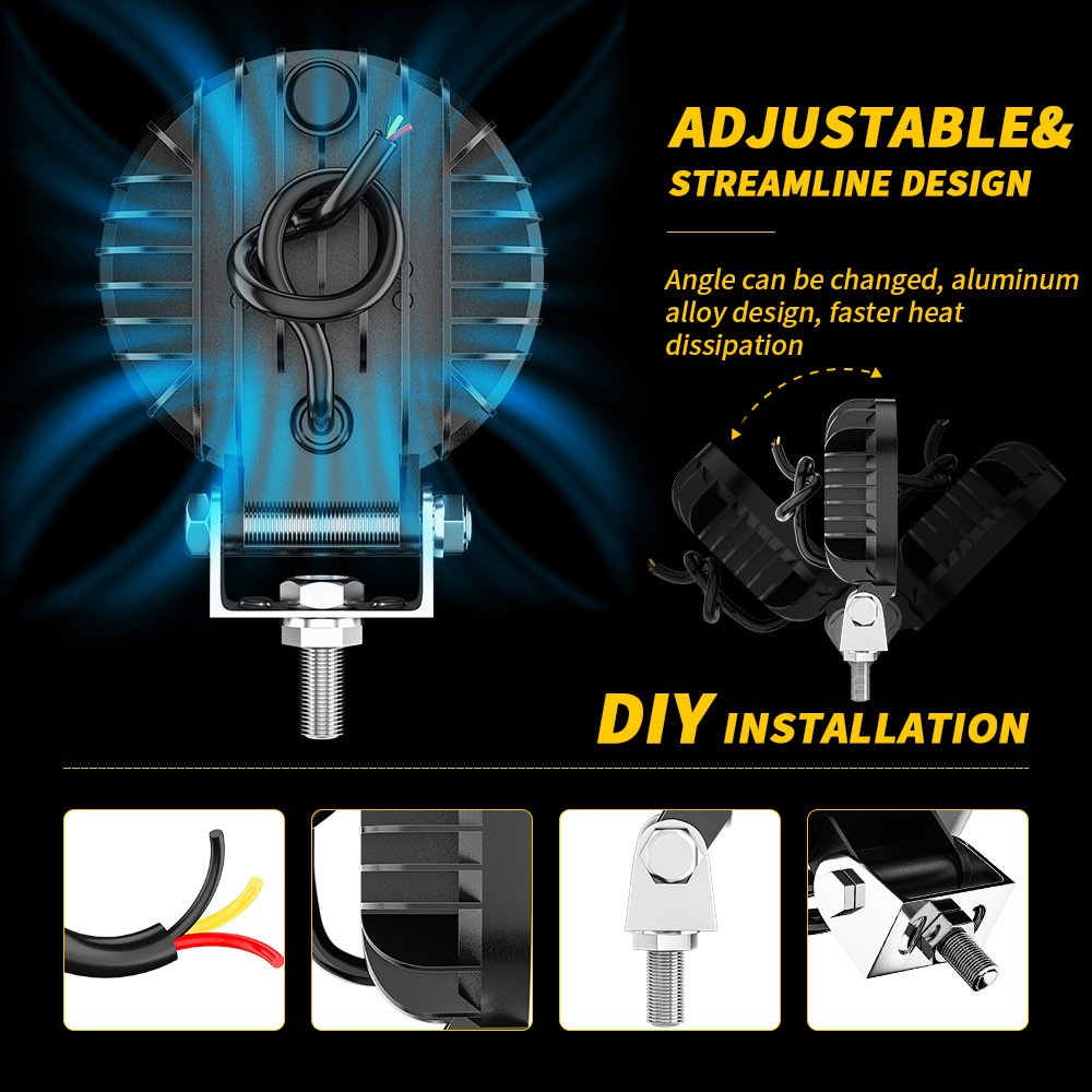 Tenraytech 4-inch Round Automotive LED Work Light