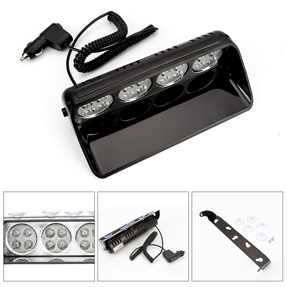 Tenraytech 16-LED Red-Blue Car Windshield Suction-Cup Strobe Light