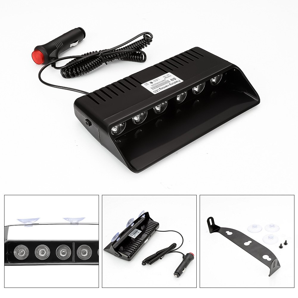 Tenraytech S9 Car Suction-Cup 6-LED Strobe Escort Light