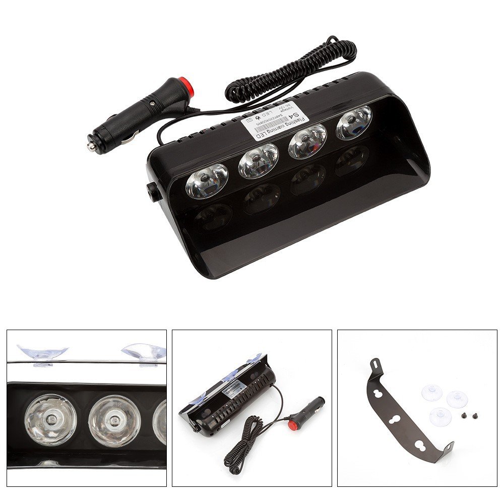 Tenraytech S4 Car LED Front Windshield Suction-Cup Strobe Light