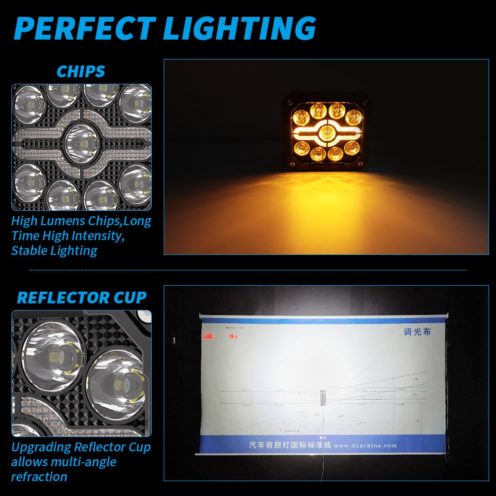 Tenraytech Black Warrior BF4-9Pro LED Work Light Kit – Off-Road Driving Light for SUV Pickup Truck