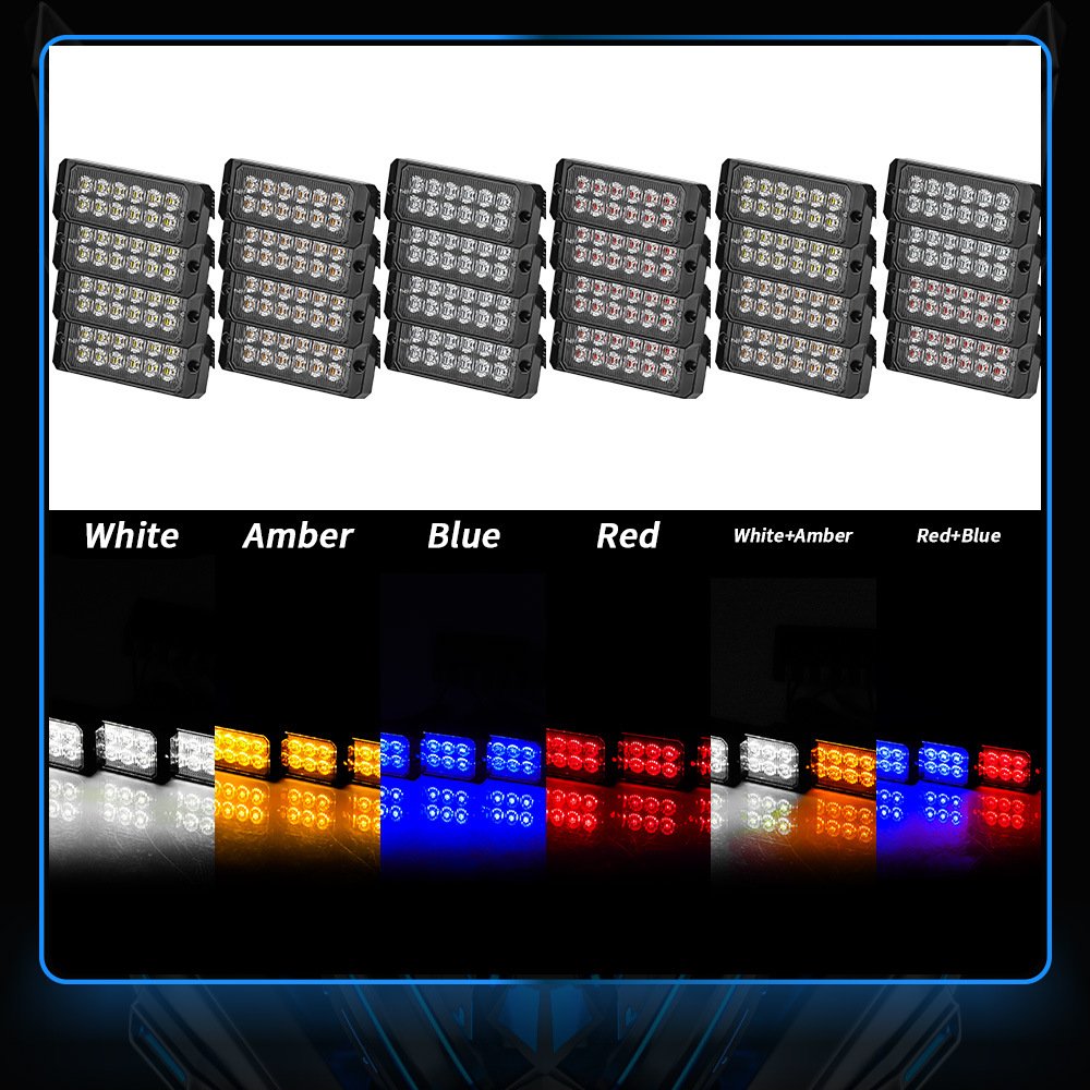 Tenraytech 1-to-4 20LED Amber Car Grille Strobe Light