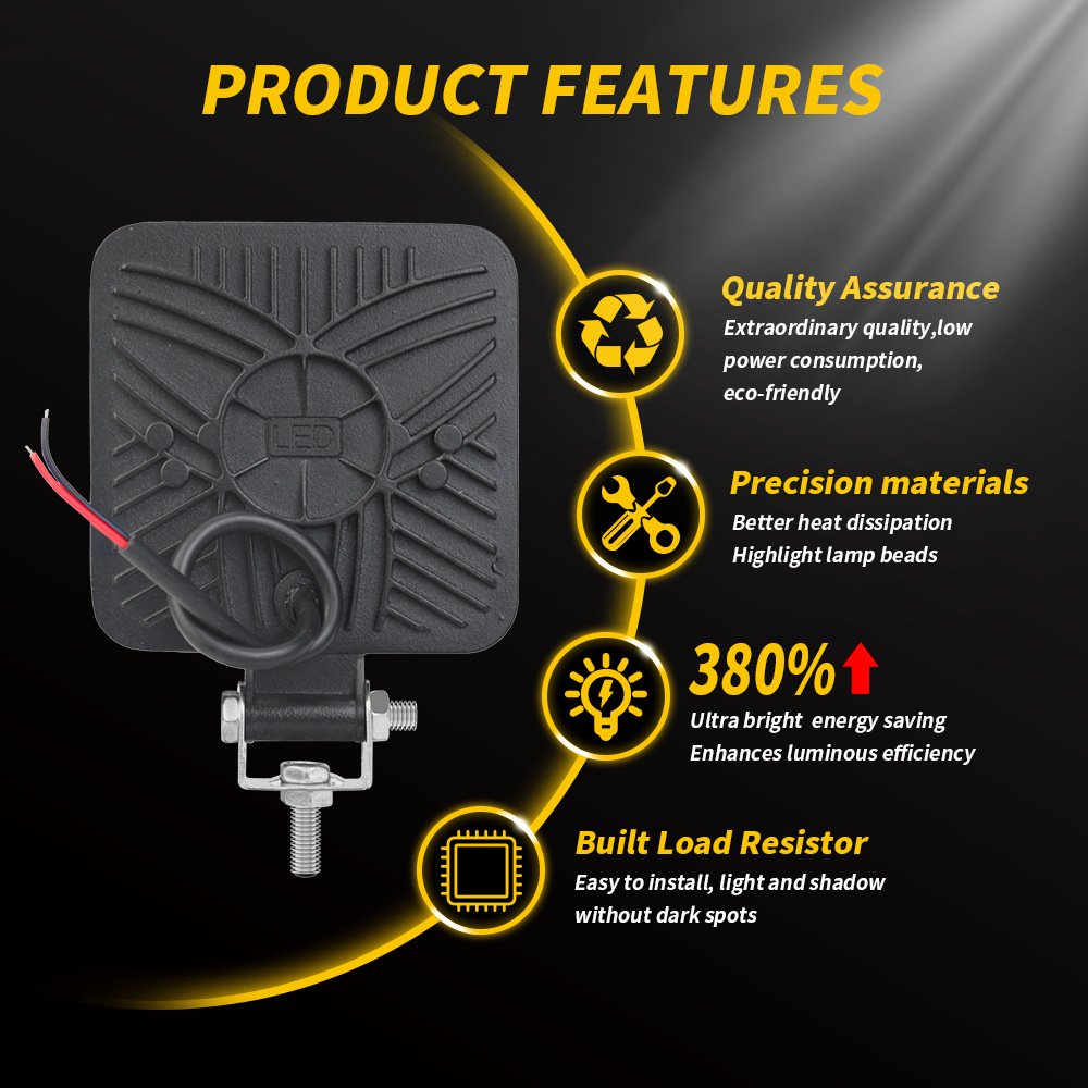 Tenraytech Factory Direct Mini Square 16-LED Flood Work Light