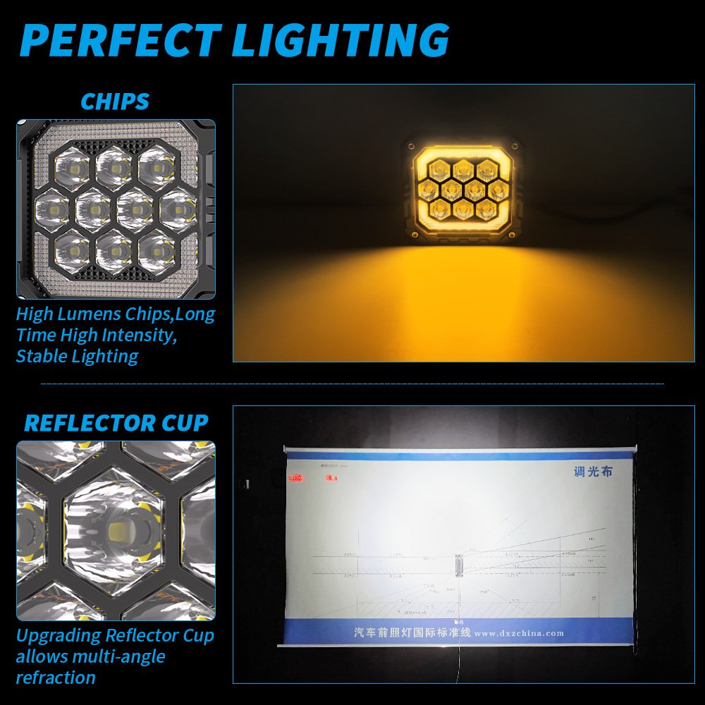 Tenraytech Black Warrior BF4-10Pro Dual LED Off-Road Light Kit for SUV Jeep Wrangler with Wiring Harness